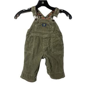 OshKosh B'Gosh Olive Green Corduroy Bib Overalls Size 3-6 M Cotton Vestbak
